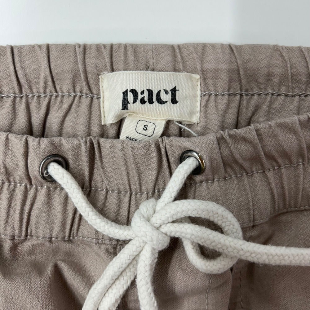 Pact Organic Woven Khaki Roll Cuff Pants Women's Small Tan - Picture 2 of 10